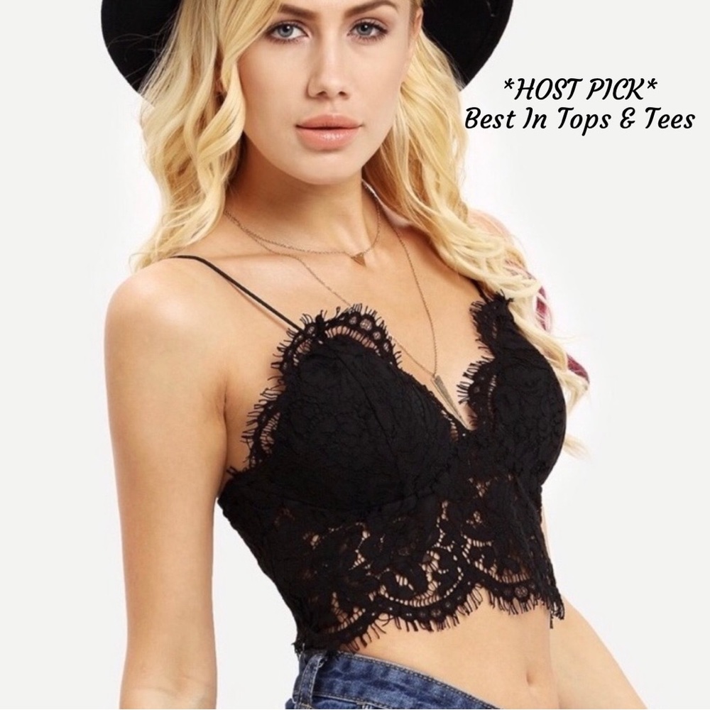 Black Eyelash Lack Bralette Top